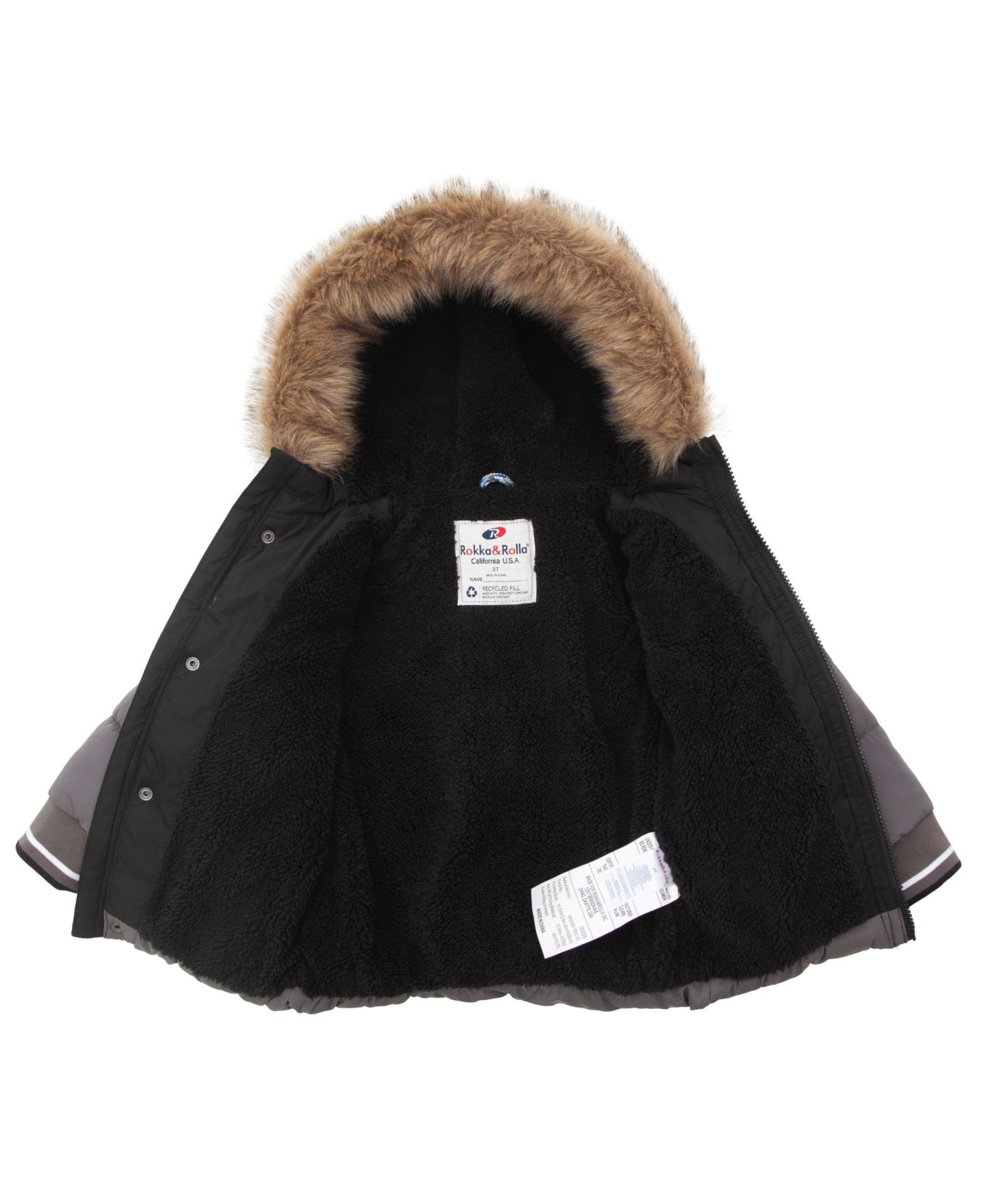 Куртка Rokka&Rolla Fleece Lined Puffer Jacket Coat для мальчиков-малышей, цвет: Серый — фото 4