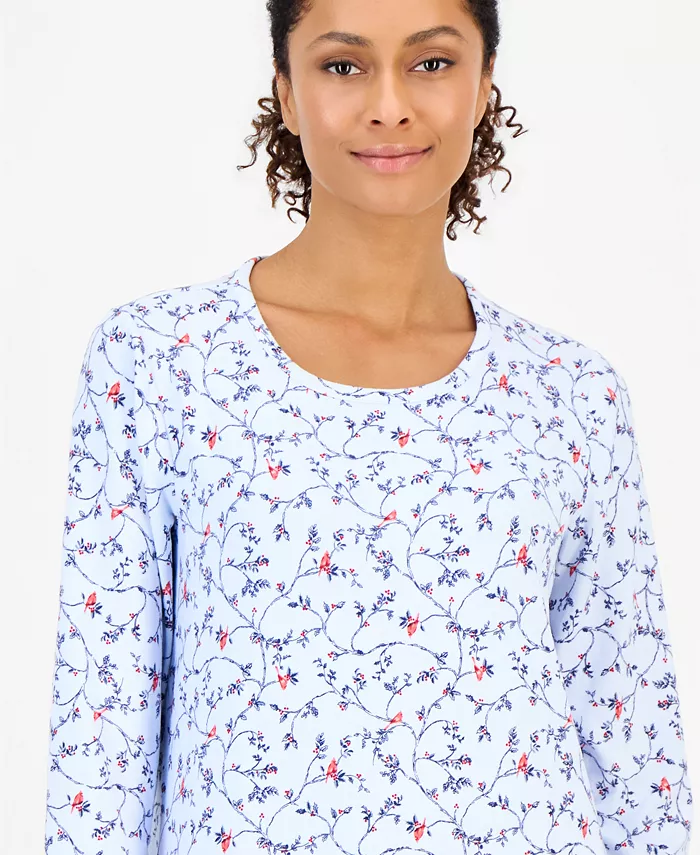 Women's Long Sleeve Soft Knit Sleepshirt - thumbnail 7