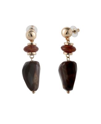 Large Bead Drop Earrings for Women, Beaded Dangle Earrings Gold-Tone