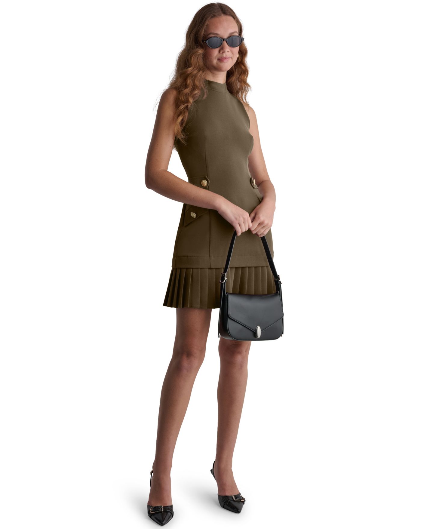 Женское платье BCBG Mock Neck Sleeveless Pleated-Hem, цвет: Бронзовый — фото 2