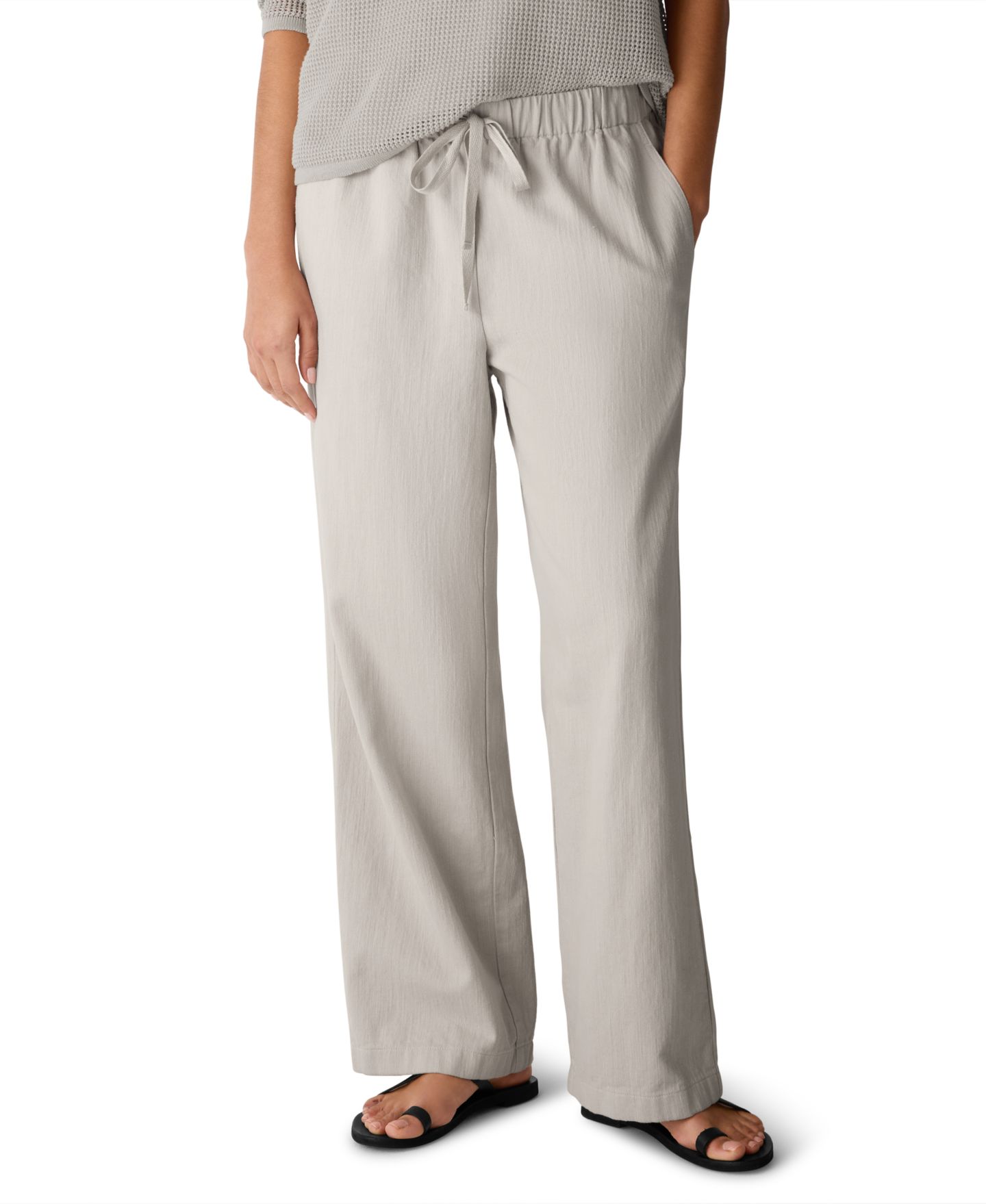 Женские брюки EILEEN FISHER PETITES Eileen Fisher Petite Straight-Leg, цвет: Меловой — фото 1