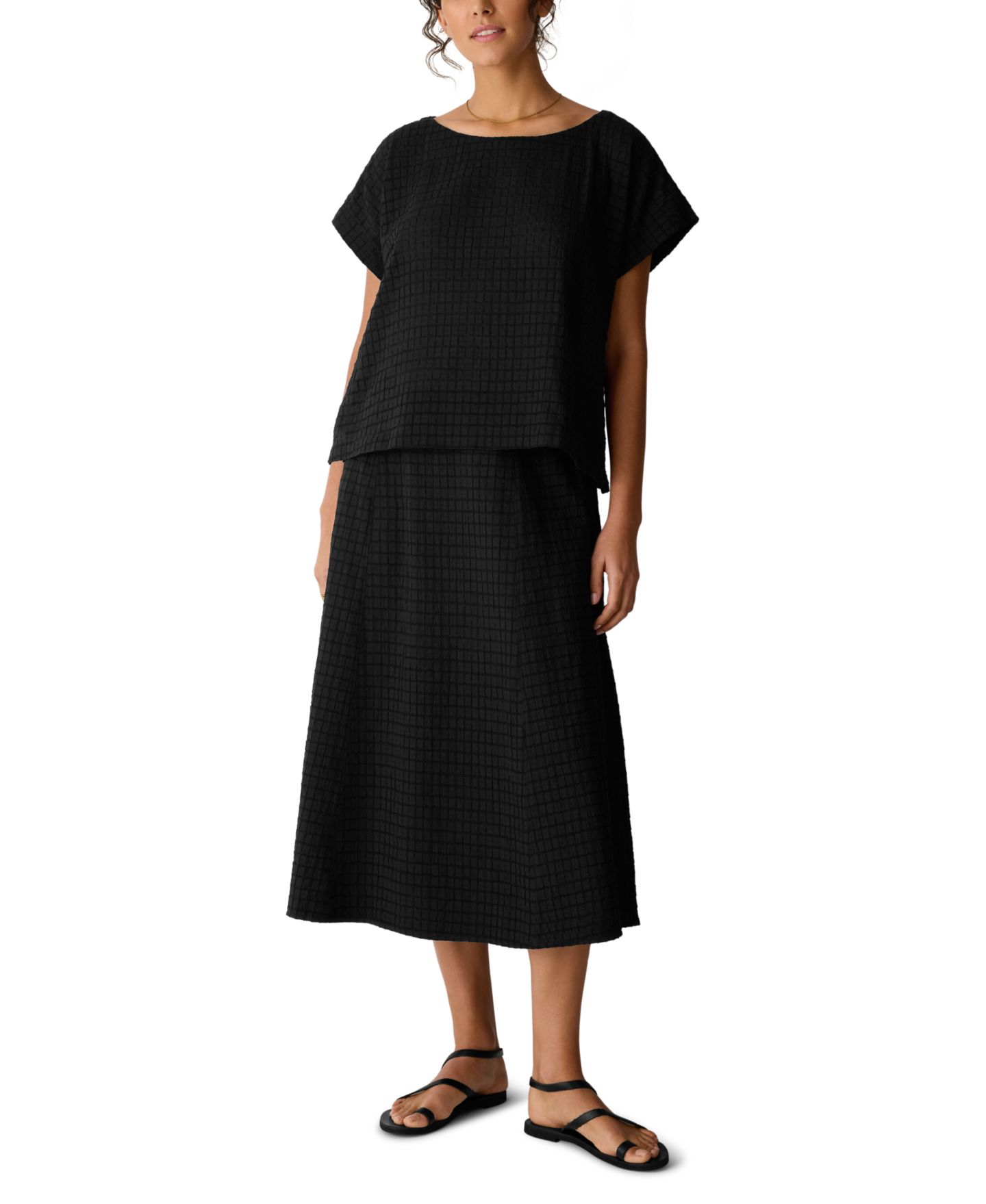 Женская юбка EILEEN FISHER PETITES Eileen Fisher Petite A-Line Flared Midi, цвет: Чёрный — фото 2