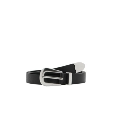 Женский ремень Mango Metal Detail Leather, цвет: Чёрный