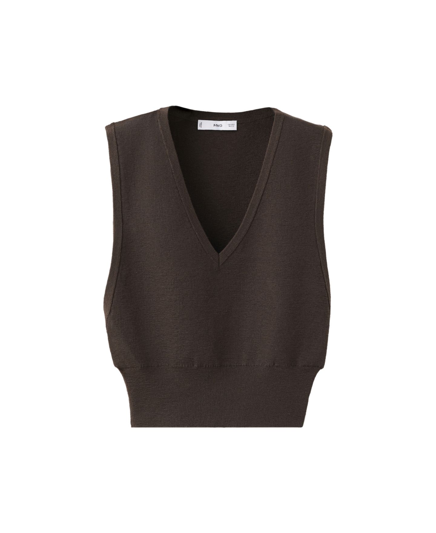 Женский жилет Mango Sleeveless V-Neck Knitted, цвет: Кофейный — фото 6