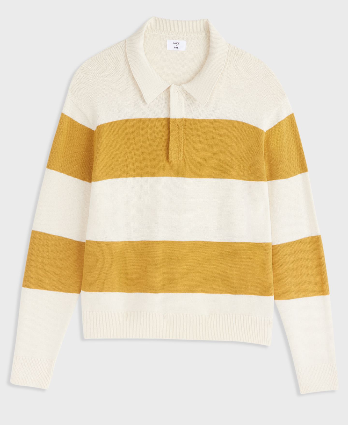 Мужское поло Mode of One Elio Long-Sleeve Striped Polo Shirt, цвет: Золотой — фото 6