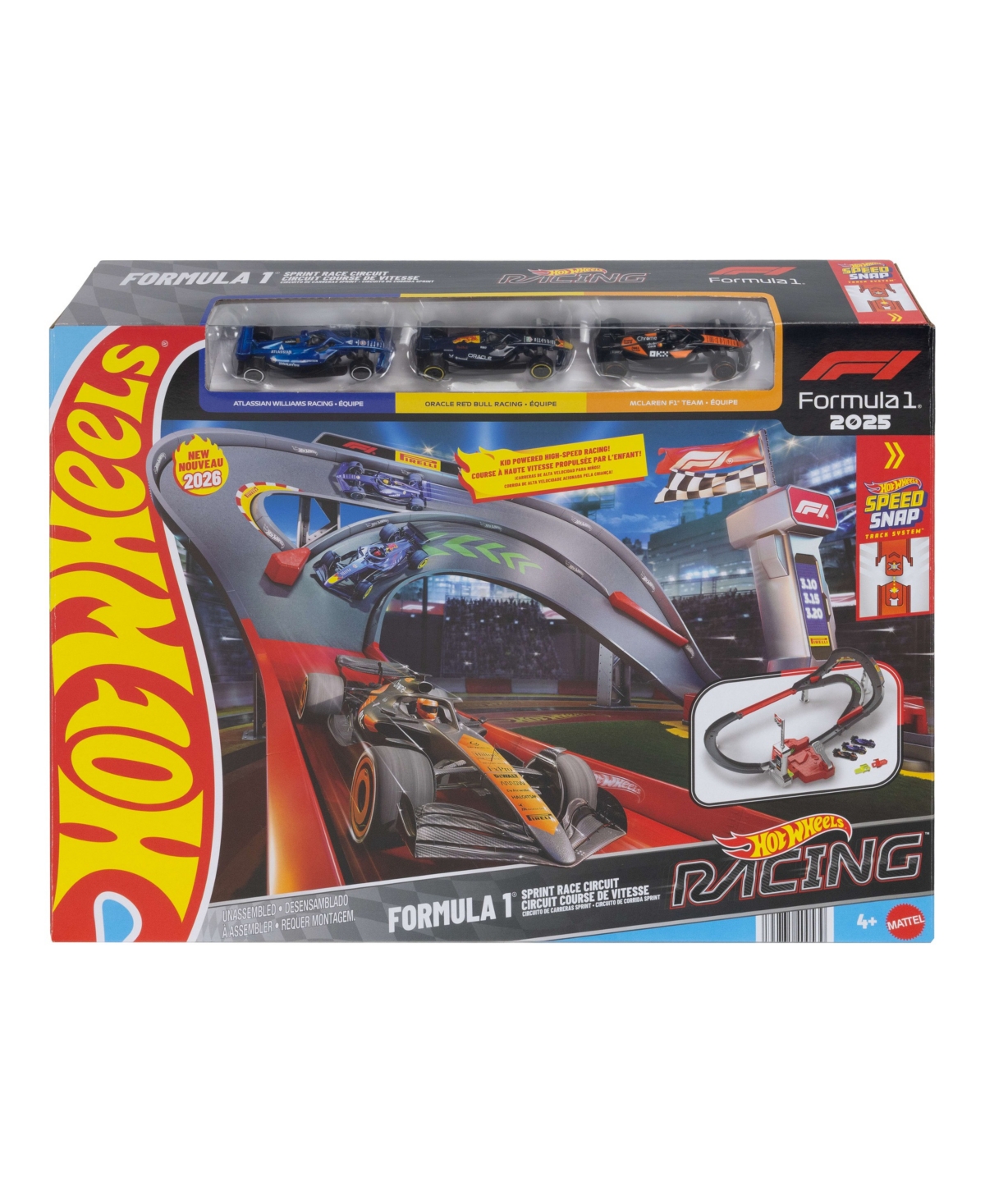 Hot Wheels 1:64 Scale Racing Formula 1 Sprint Race Circuit Track Set with 3 Die-Cast Toy Cars