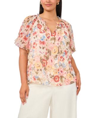 Plus Size Ruffle Short-Sleeve Blouse