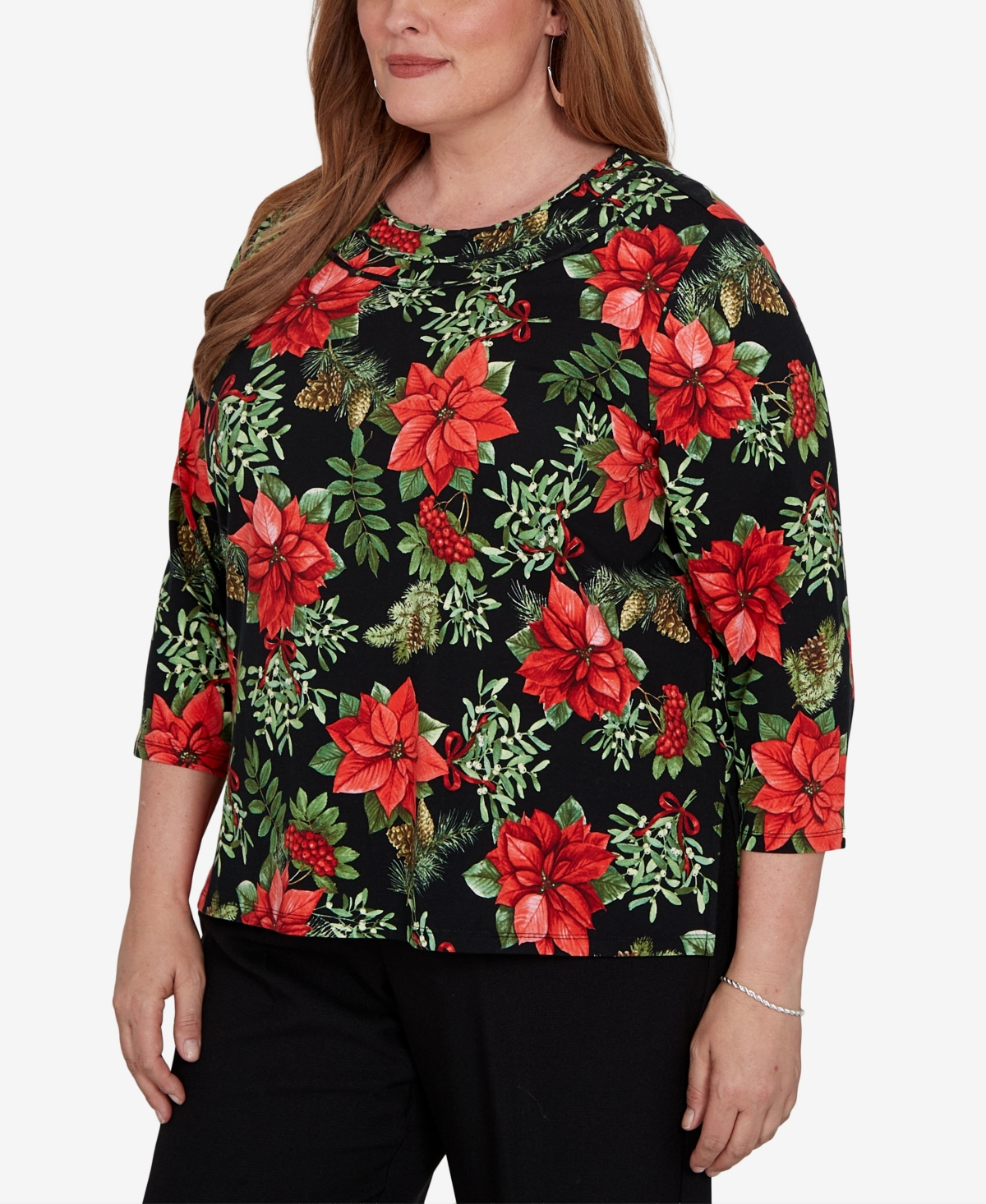 Alfred Dunner Plus Classic Cardinals On Branches Knit Top