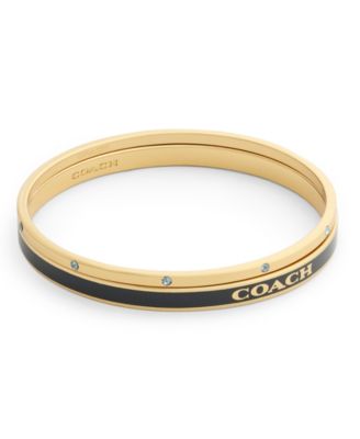Faux-Stone Signature Logo Enamel Stone Duo Bangle Bracelet