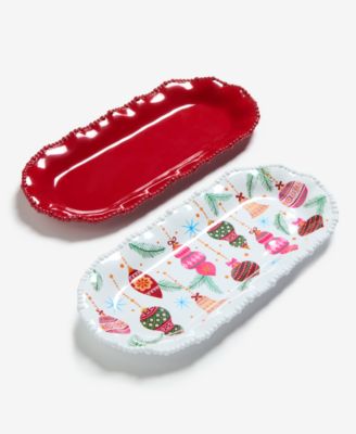 Melamine Ornament Beaded Tray, Set of 2