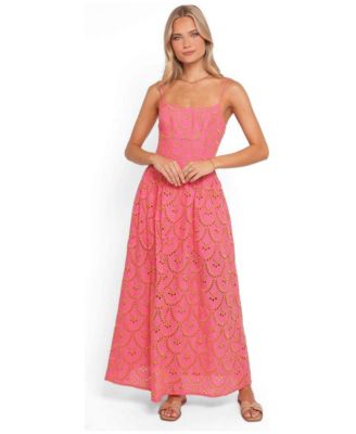Women's Sonny Maxi Floral-Embroidery Square-Neck Eyelet Dress