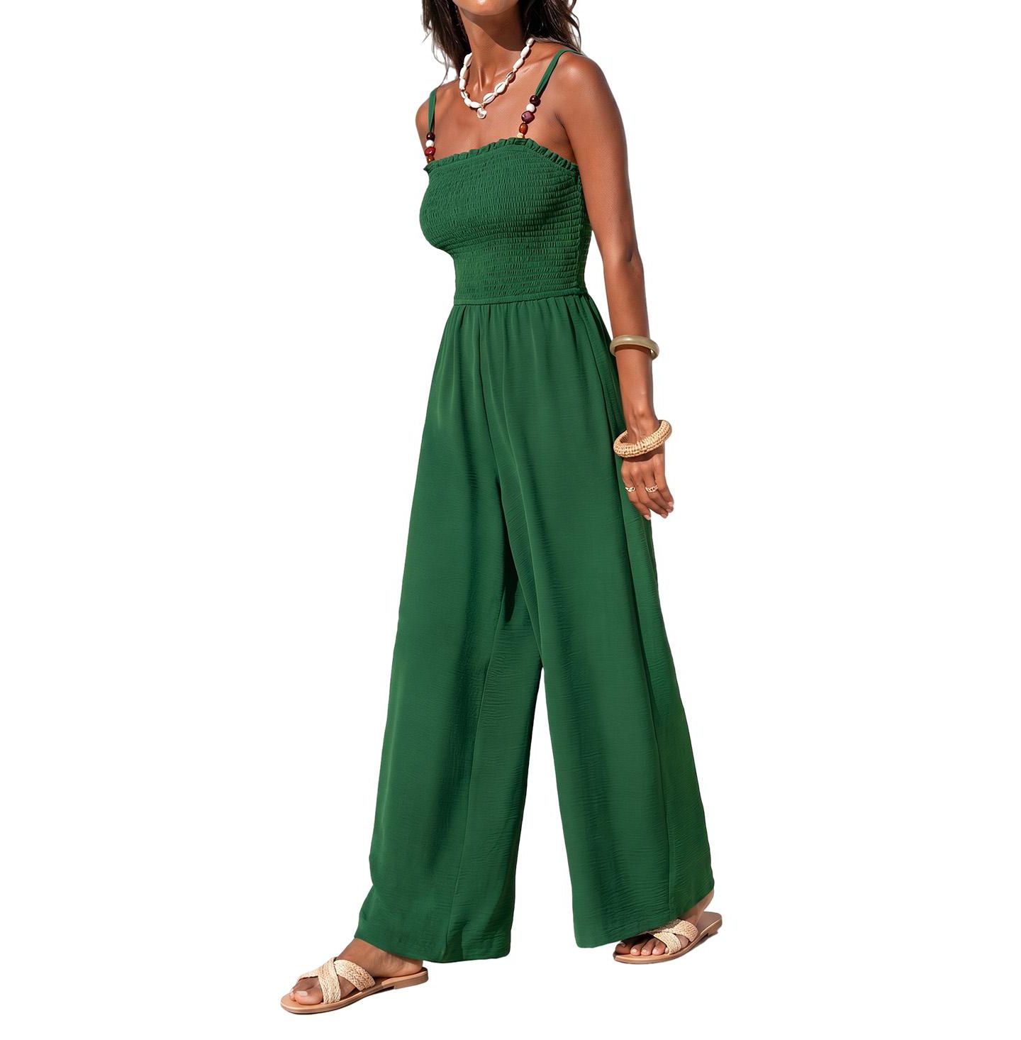 Женский комбинезон Cupshe Wildflower Way Sleeveless Wide-Leg Jumpsuit, цвет: Тёмный зелёный — фото 2