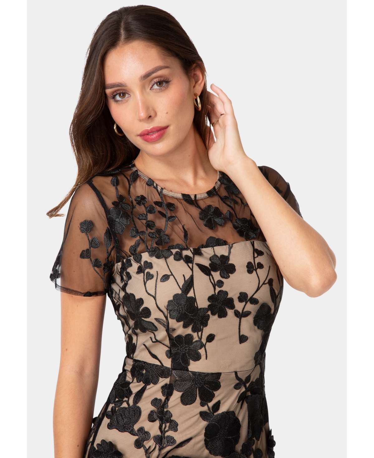 Bebe Women's 3D Floral Fit & Flare Mini Dress