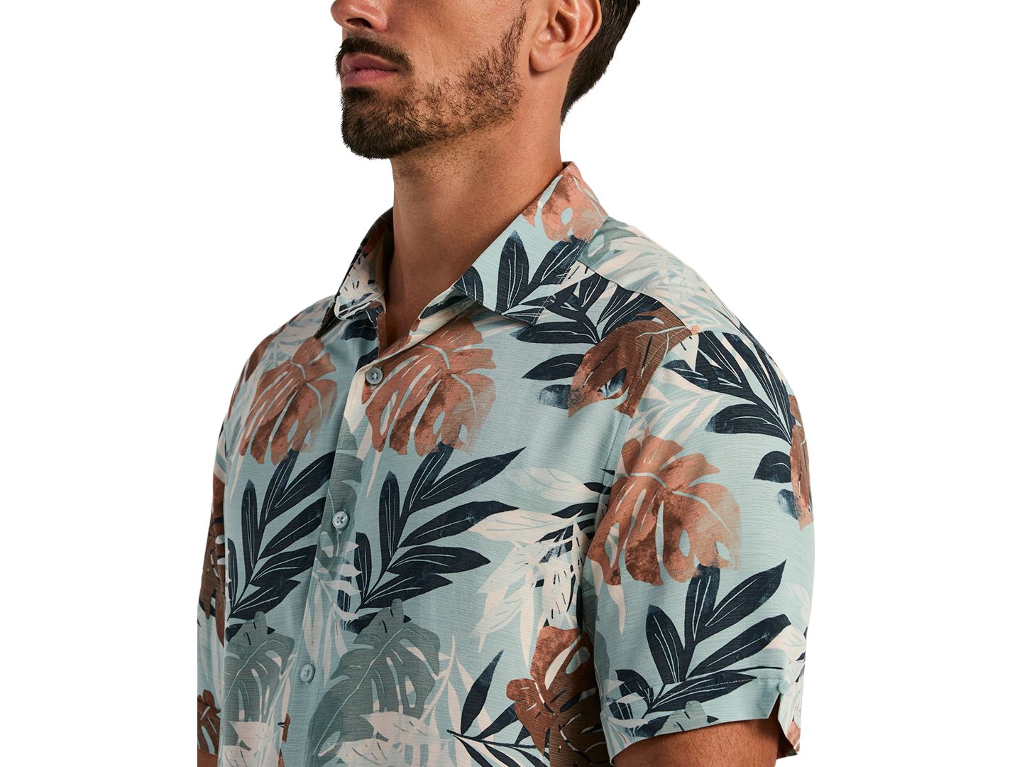 Мужская рубашка Cubavera Tropical Print Button-Down, цвет: Облачный синий — фото 4