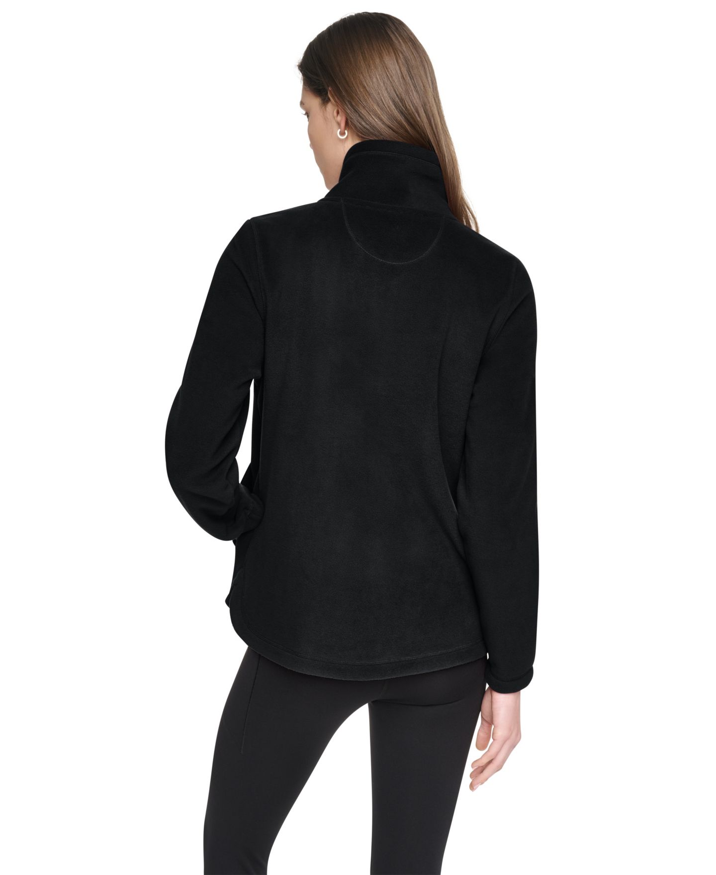 Женская куртка DKNY Sport Fleece Curved-Hem Zip-Up, цвет: Чёрный — фото 5