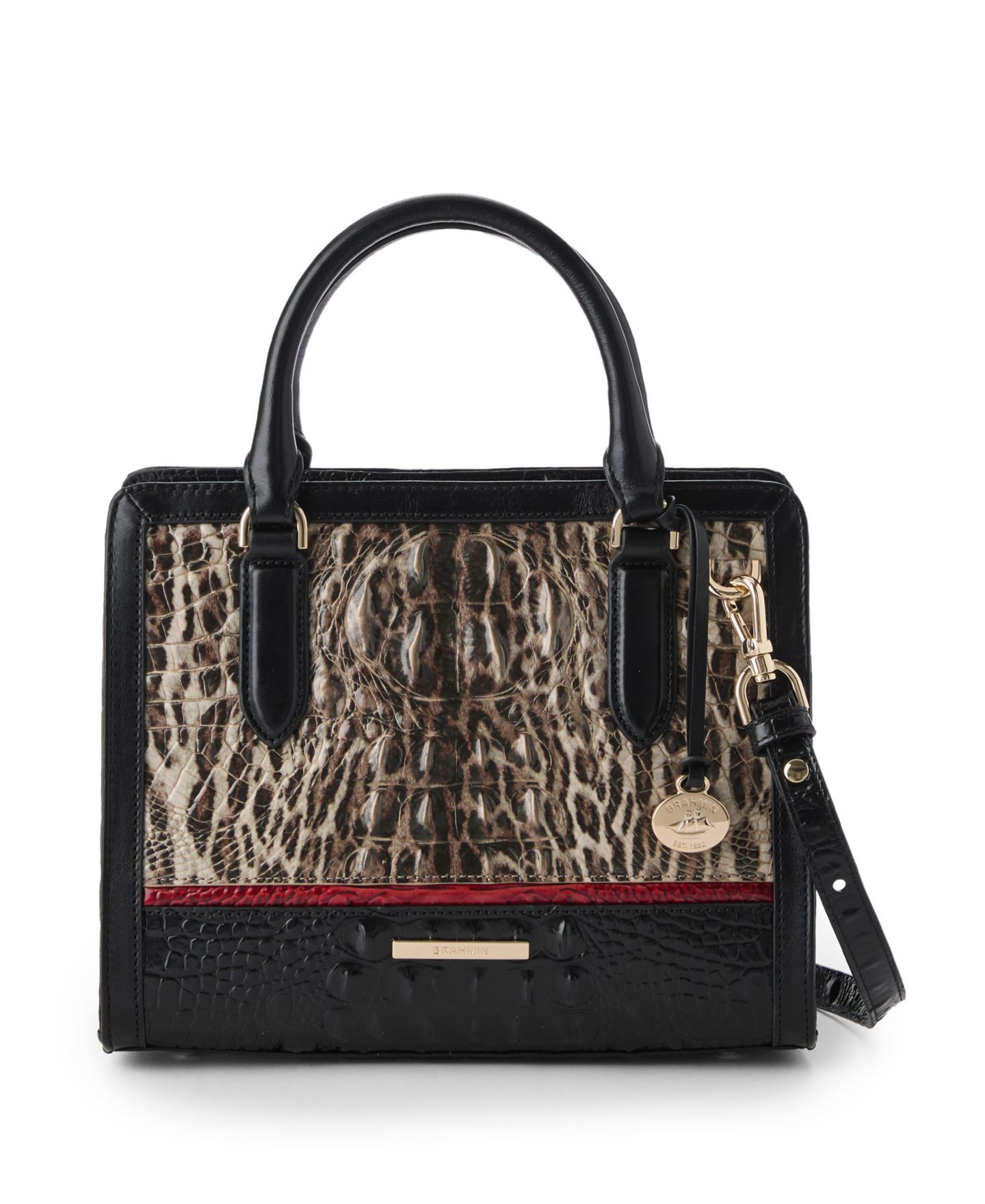 Женская сумка Brahmin Cami Calgary Leather Ocelot Small Satchel — фото 5