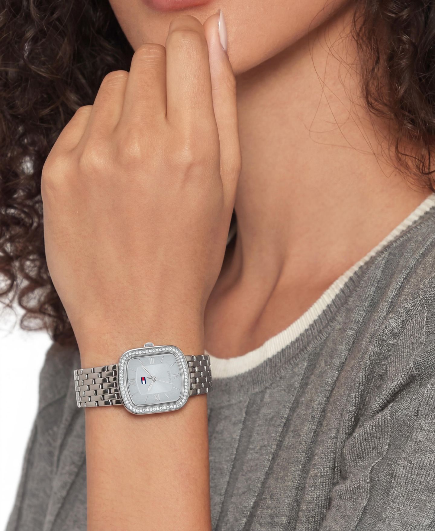 Женские часы Tommy Hilfiger Quartz Silver-Tone Stainless Steel Bracelet Watch 22mm — фото 4