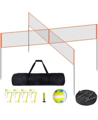 4-Way Volleyball and Badminton Net Set with Adjustable Height