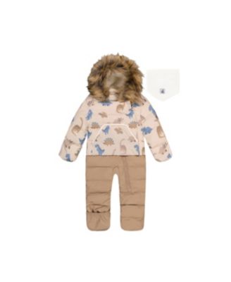 Baby Boys ( 1M to 24 M ) Snug One Piece Snowsuit Adapted for Car Seats Dinosaur Print