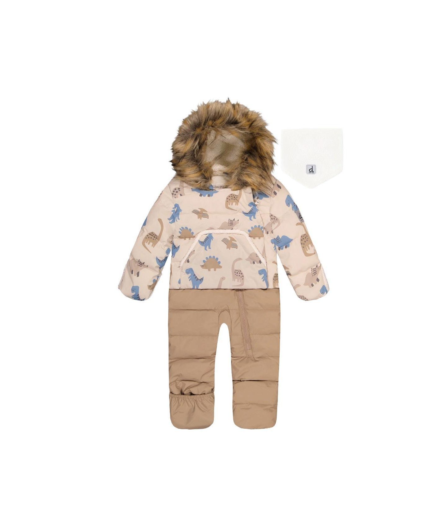 Комбинезон Deux par Deux (1M to 24 M) Snug One Piece Snowsuit Adapted for Car Seats Dinosaur Print для мальчиков-малышей, цвет: Синий с принтом — фото 1