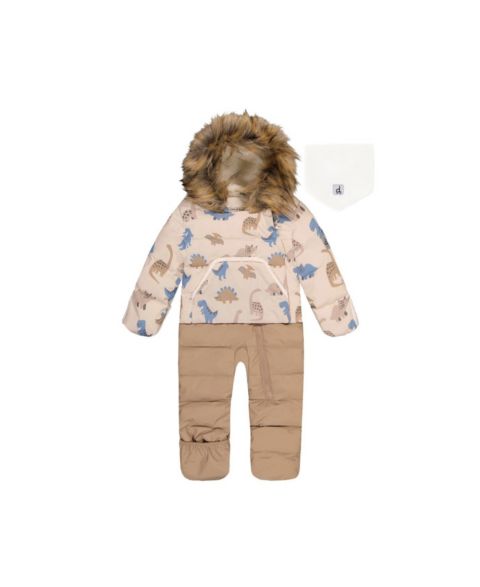 Комбинезон Deux par Deux ( 1M to 24 M) Snug One Piece Snowsuit Adapted for Car Seats Dinosaur Print для мальчиков-малышей, цвет: Синий с принтом