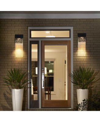 2-Pack LED Outdoor Wall Sconces, Weatherproof Dusk to Dawn Bubble Crystal Lights