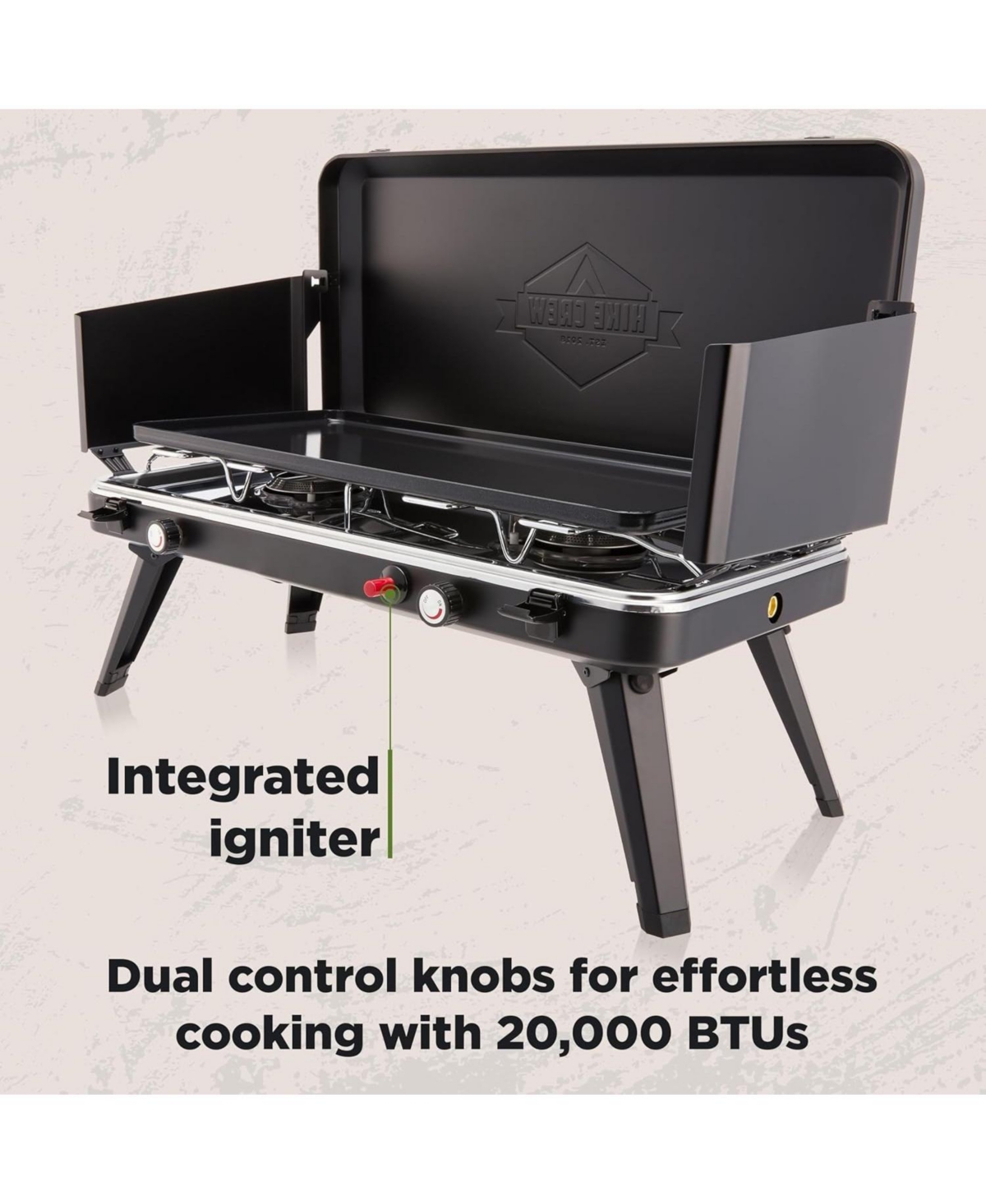 Hike Crew 2-Burner Gas Camping Stove and Griddle