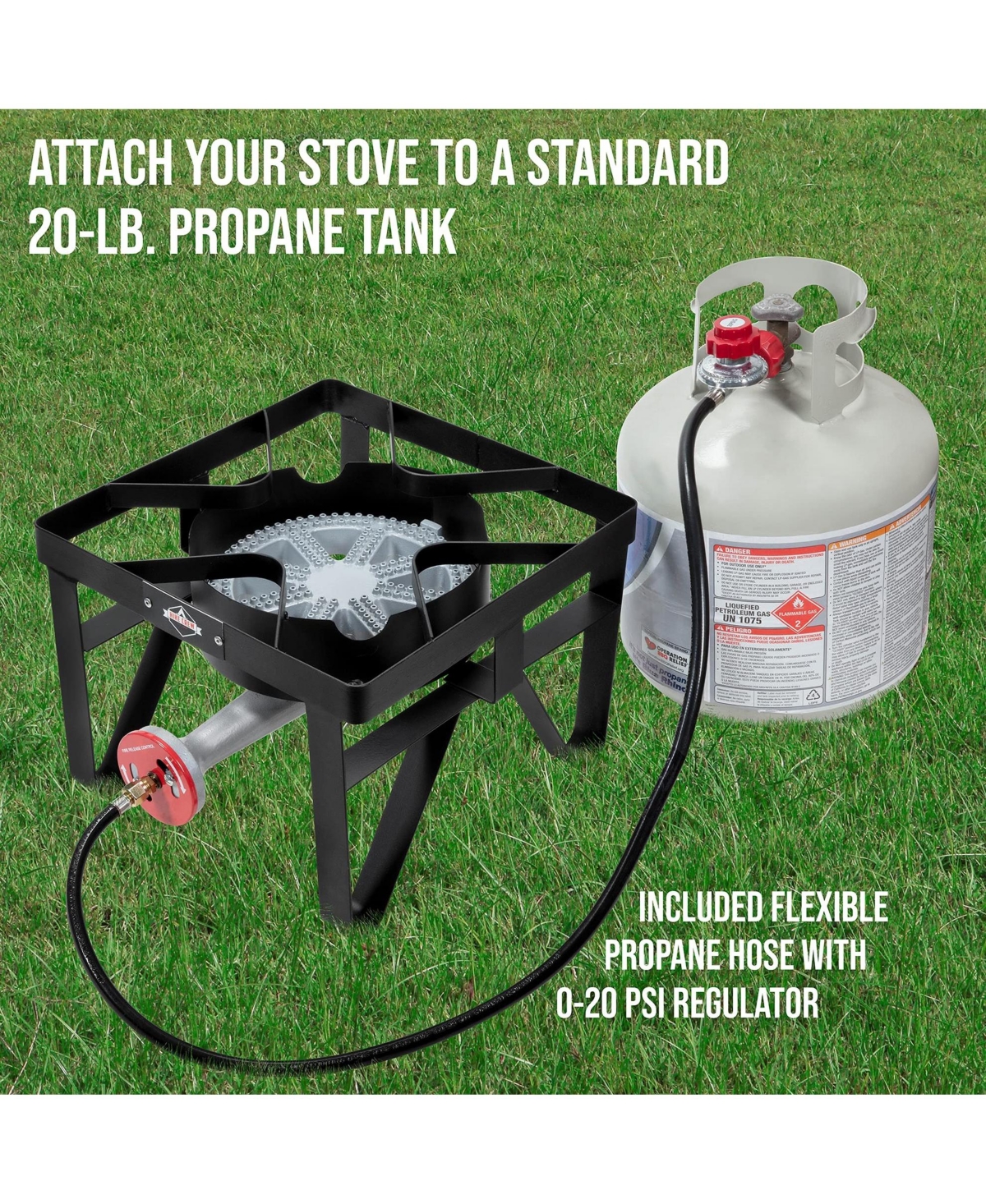 Hike Crew 220,000 Btu Single Burner Portable Gas Stove with Flame Air Control and Adjustable Hose