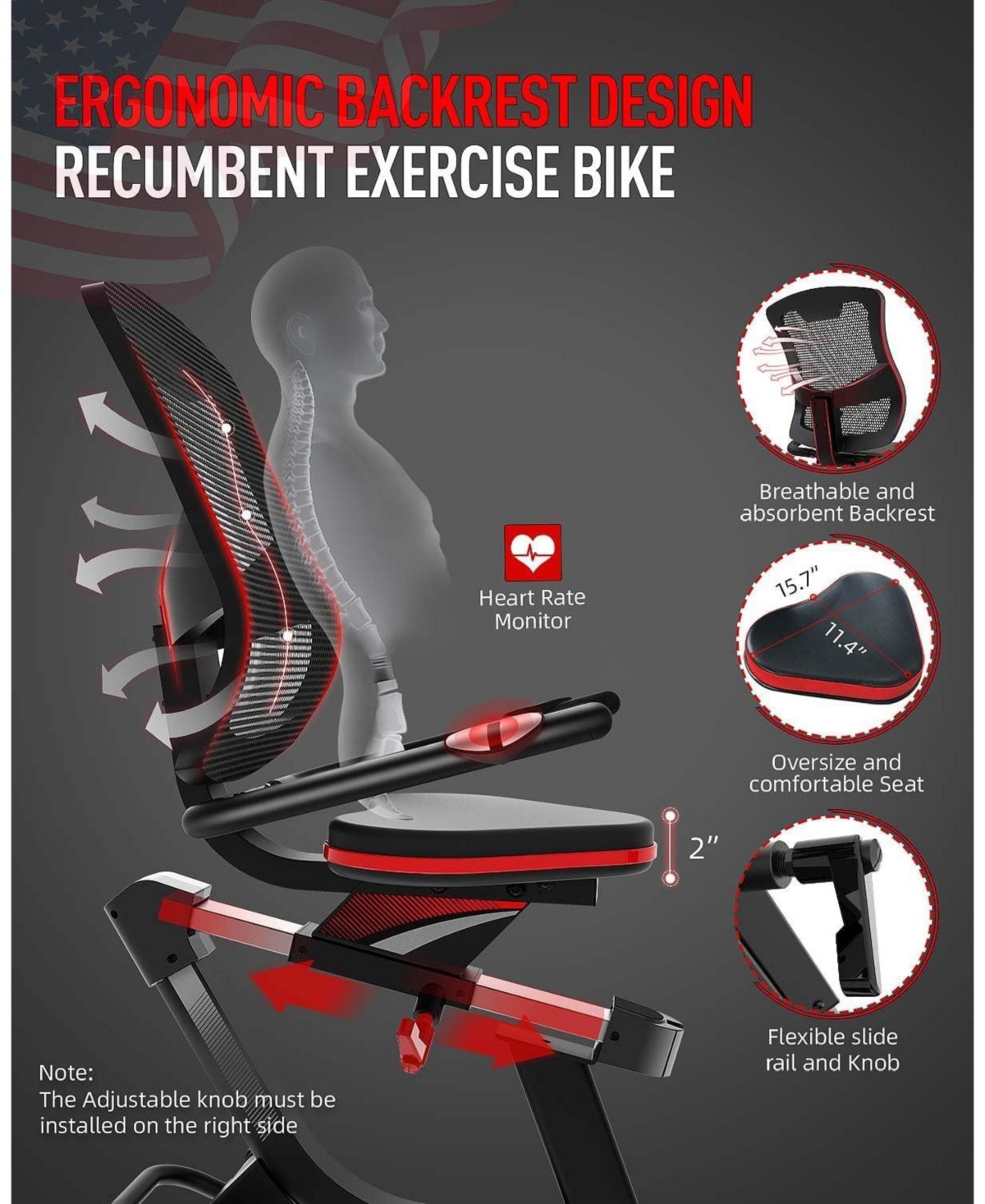 harison Hr-B8A Recumbent Exercise Bike 400 lb Capacity with Arm Exerciser, Magnetic 16-Level Resistance, 2-in-1 Lcd Monitor and Tablet Holder