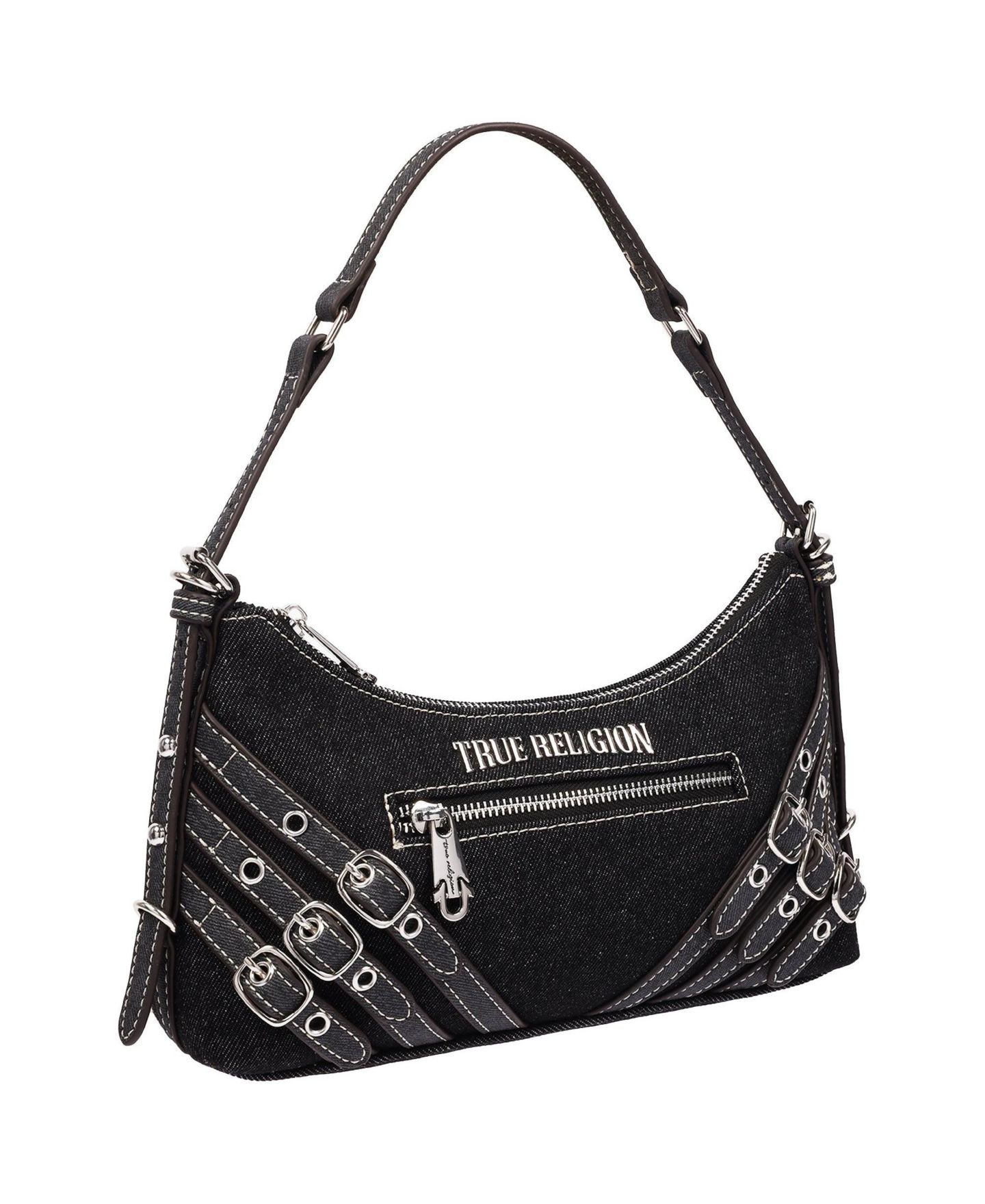 Женская сумка True Religion Triple Straps Denim Shoulder, цвет: Чёрный — фото 2