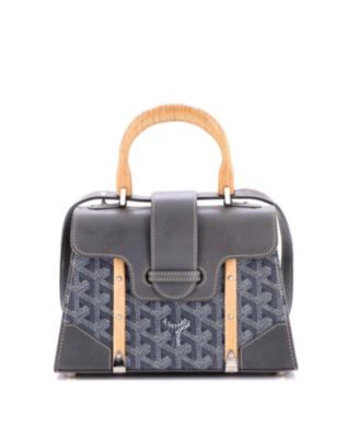 Mini Structured Saigon Top Handle Bag Coated Canvas with Leather