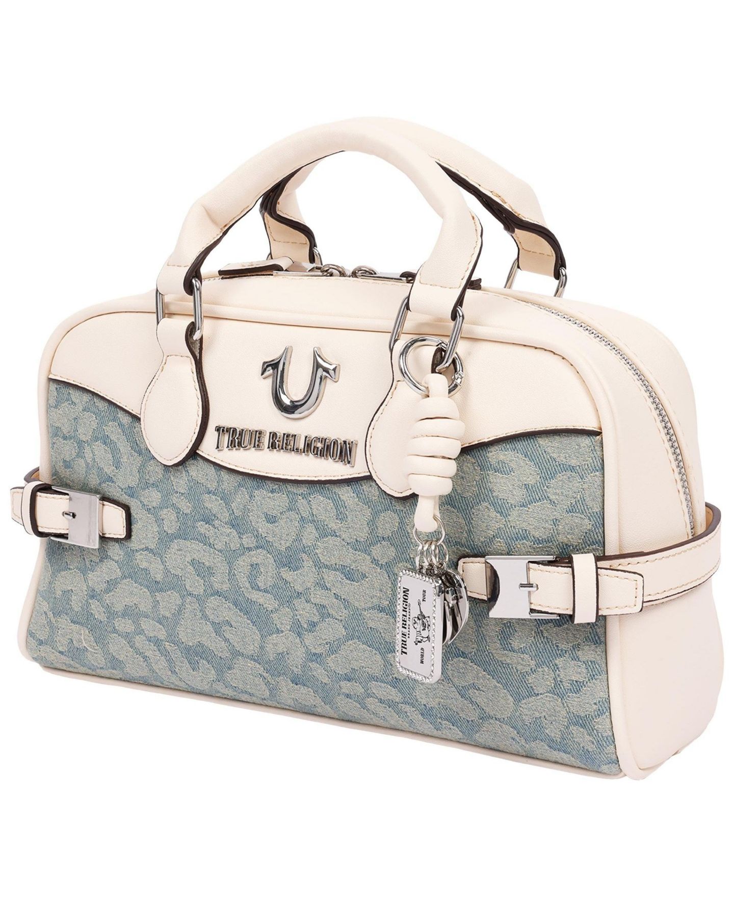 Женская сумка True Religion Brooks Leopard Denim Belted Satchel with Horseshoe Charm and Detachable Crossbody Strap, цвет: Кремовый — фото 3