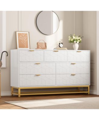53.5" Wide Dresser for Bedroom, Modern 7 Drawer Organizer for TV Stand and Closet, Large Chest for Living Room, Hallway, Entryway