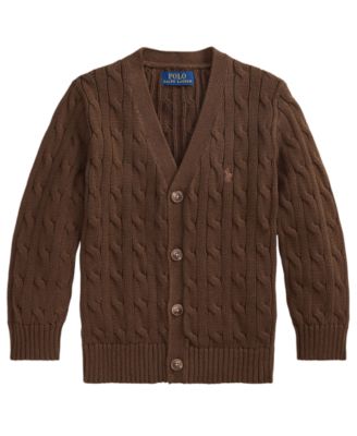 Toddler and Little Boys Cable-Knit Cotton V-Neck Cardigan Sweater
