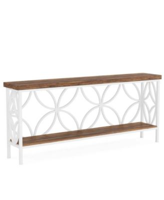2-Tier Console Sofa Table with Industrial Design for Entryway and Living Room