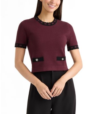 Women’s Short Sleeve Sweater with Contrast Trim