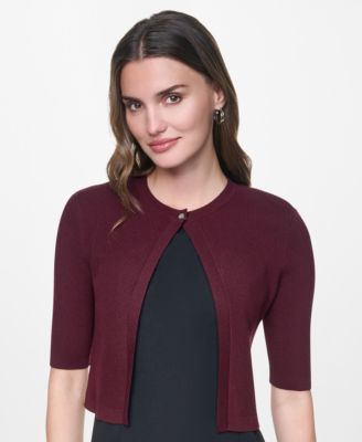 Women's Cropped Elbow Sleeve Snap Front Shrug
