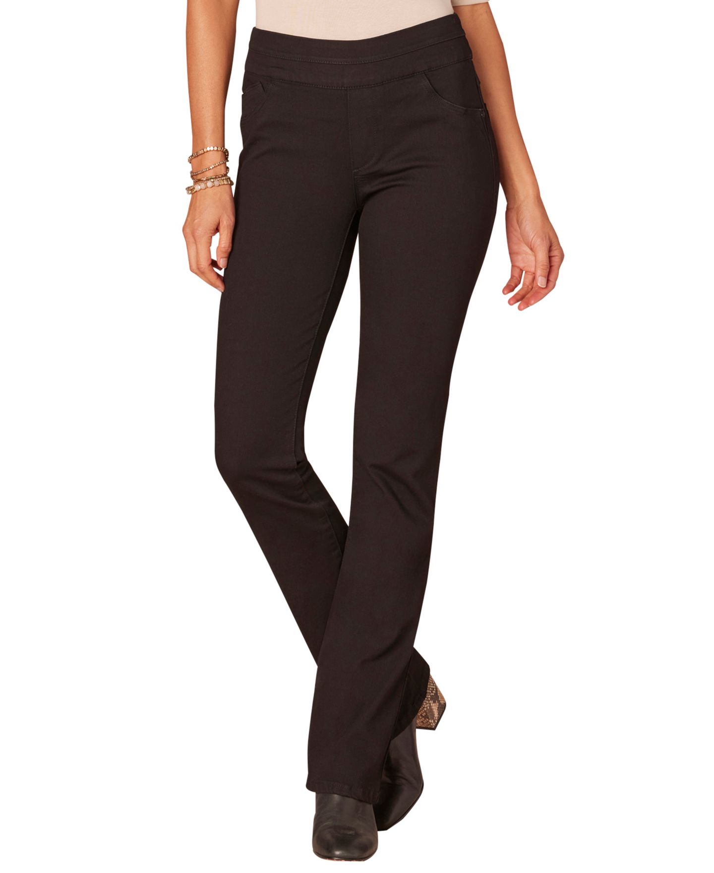 Женские джинсы Democracy Petite "Ab"solution Pull-On High-Rise Bootcut, цвет: Чёрный — фото 2