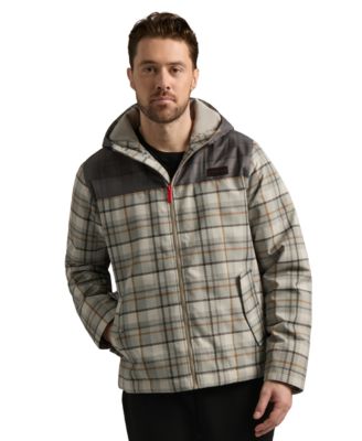 Men's Zipper-Front Plaid Print Jacket