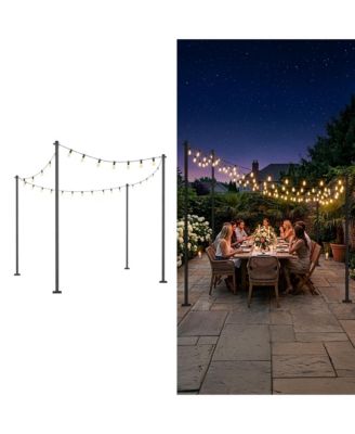 String Light Poles Festoon Posts with Bracket Clamp for Event Party Garden Deck Decor Patio Sun Shade 4 Pack