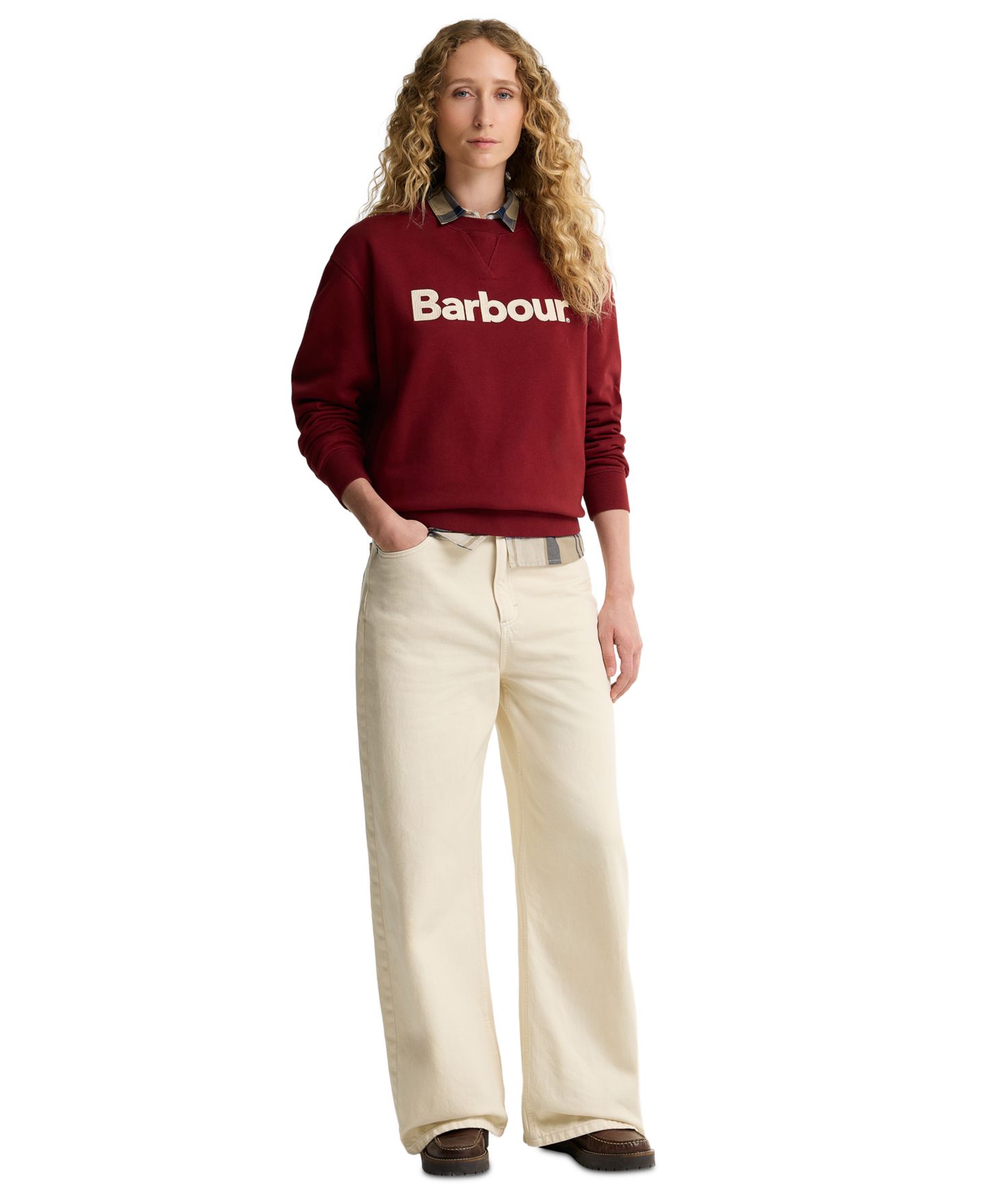 Женская толстовка Barbour Hartland Crewneck Long-Sleeve Embroidered-Graphic, цвет: Клюквенный — фото 2