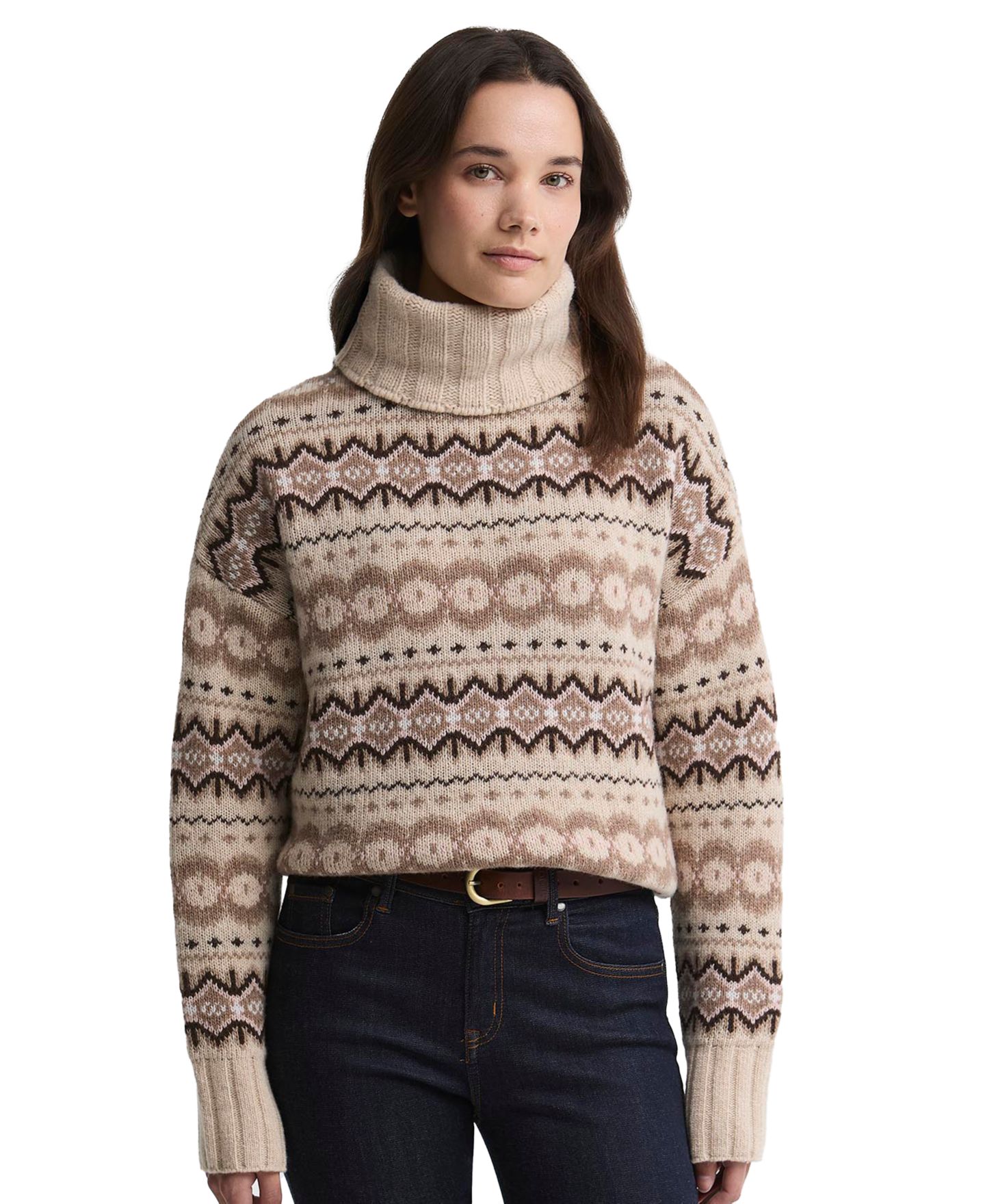 Женский свитер Barbour Helen Knit Fair Isle Turtleneck Wool-Blend, цвет: Берёзовый разноцветный — фото 3