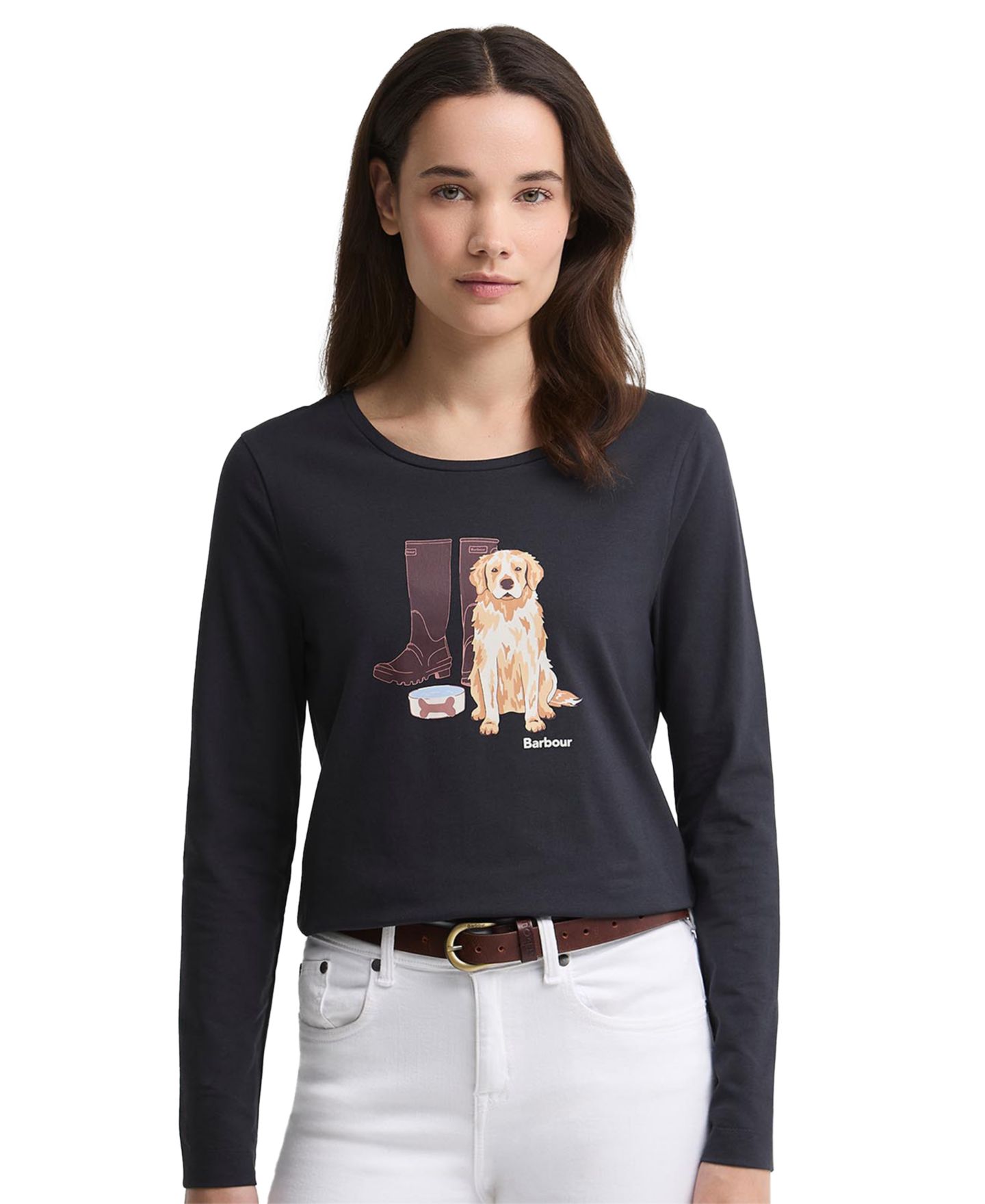 Женская футболка Barbour Hedley Graphic Crewneck, цвет: Тёмный тёмно-синий — фото 1