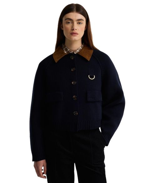 Женские кардиганы Barbour Women's Alverstone Kni Cropped Corduroy-Collar Cardigan
