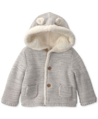 Baby Boys' and Baby Girls' Bear Sweater Knit Hooded Jacket