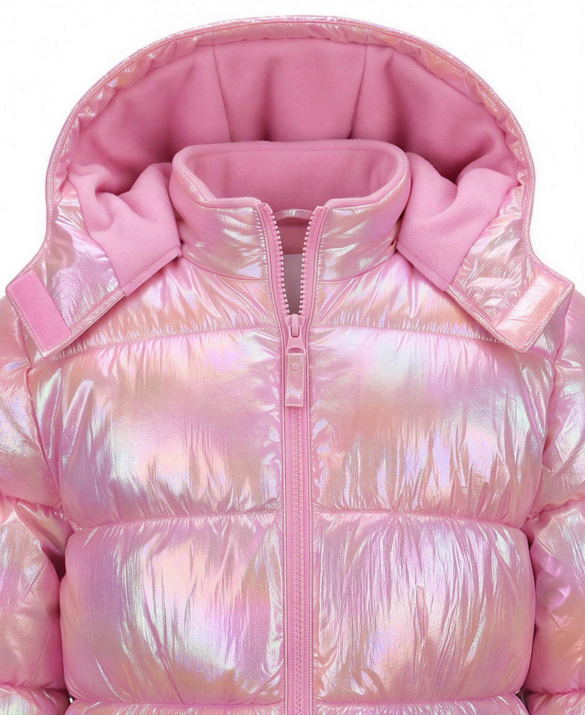 Kensie Girl Girls' 5-16 Iridescent Puffer Jacket with Knit Hat, 2-Piece Set