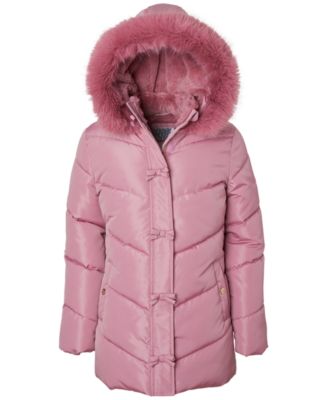 Girls' 6-16 Bow Hooded Puffer Jacket