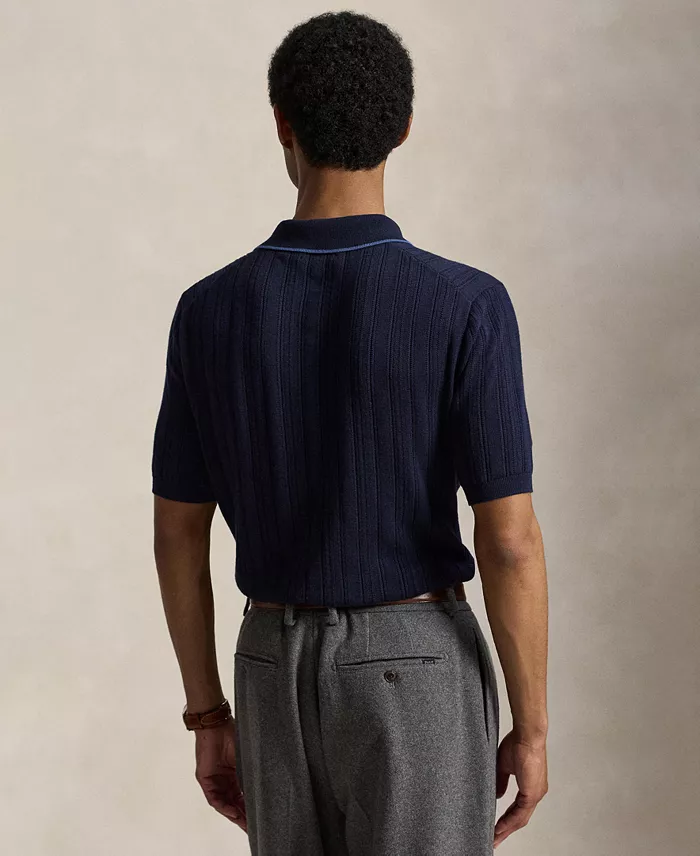 Men's Textured Cotton Polo Shirt - thumbnail 9