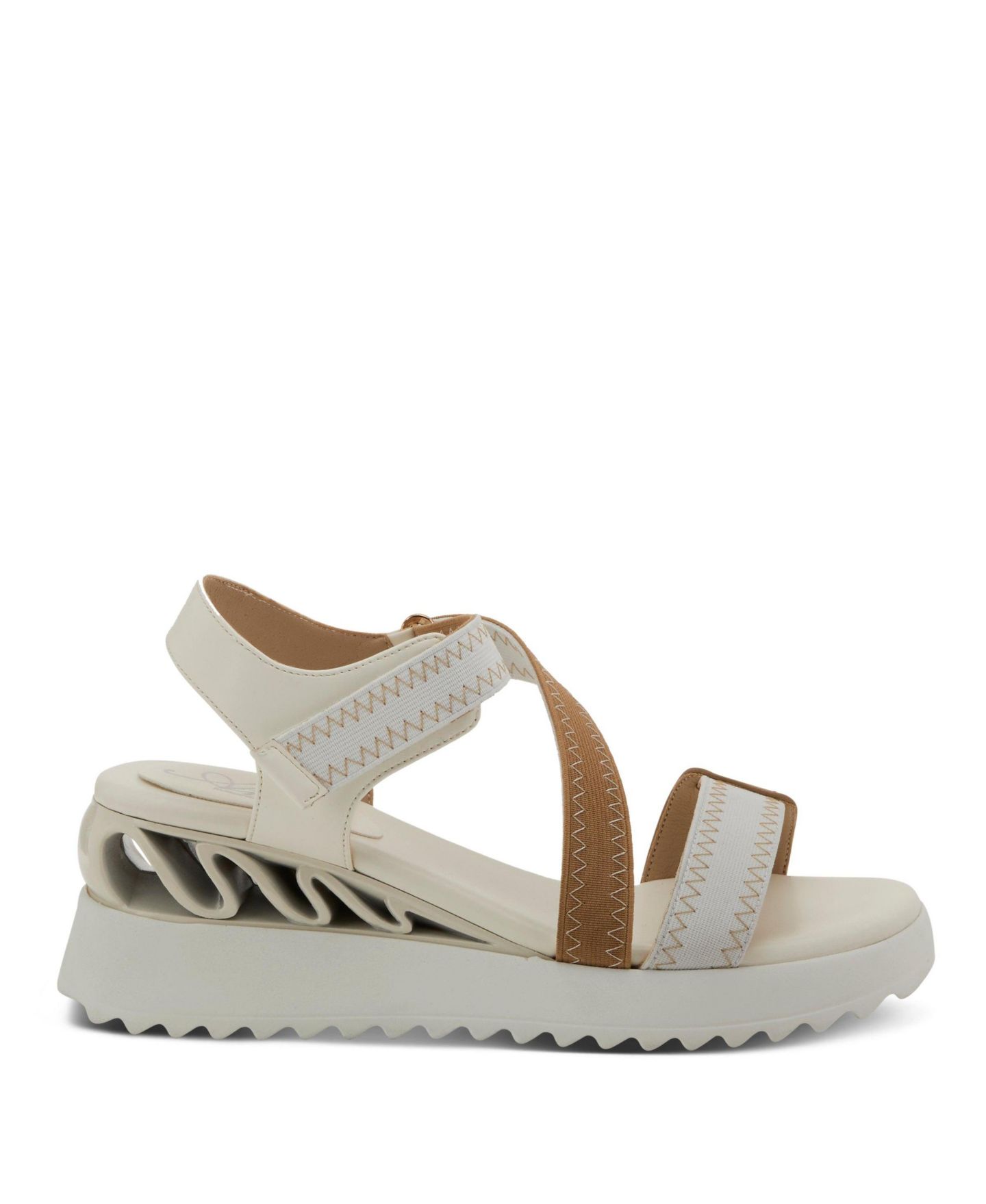 Женские сандалии Azura Coolbeans Hook and Loop Sandals - Zigzag Stitching, Adjustable D-Ring Closure, Cushioned Footbed, цвет: Бежевый разноцветный — фото 2