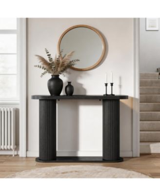 Fluted Console Table – 42.5" Narrow Entryway Sofa Table with Storage Shelf, Elegant Wood-Look Finish, for Living Room, Hallway, Foyer